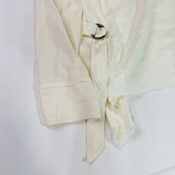 Free People Jacket Womens Medium White Solid career Open-Front Linen Blend - Picture 6 of 10
